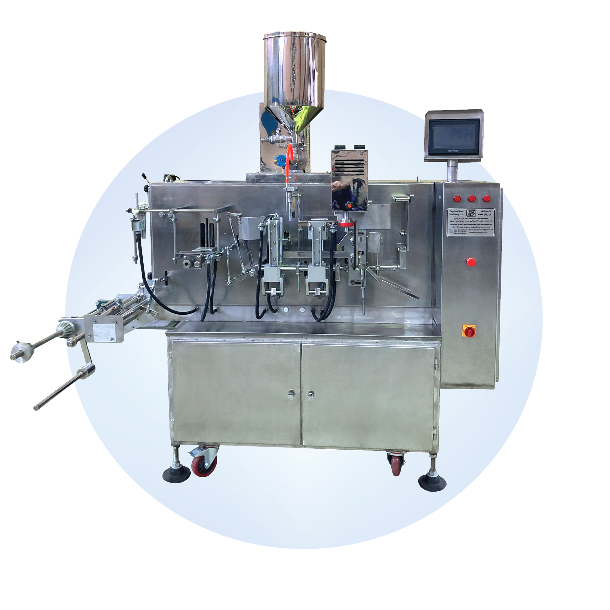 121 دستگاه بسته بندی ساشه 3 و 4 سردوخت مایعات PS121 - ماشین سازی پی ریزان صنعت